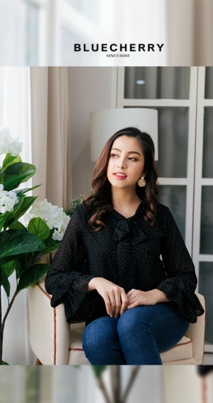(ภาษาไทย) เสื้อชีฟองเนื้อทราย มีซับใน สีดำ คอผูกโบว์แขนระบาย2ชั้น เสื้อสาวอวบ เสื้อสาวอ้วน  BLUECHERRY SHOP